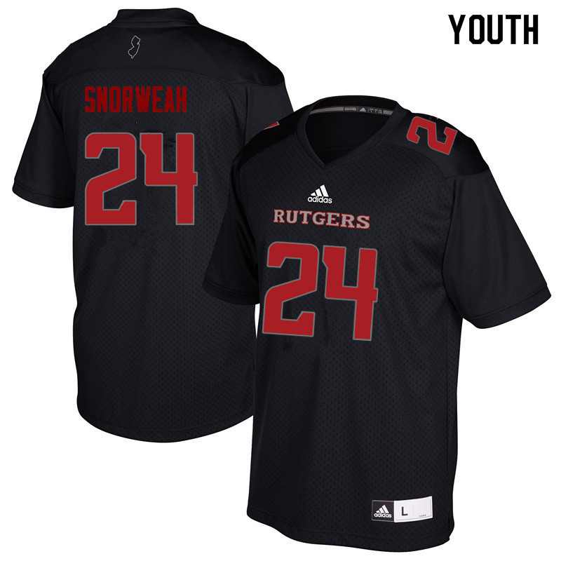 Youth #24 Charles Snorweah Rutgers Scarlet Knights College Football Jerseys Sale-Black